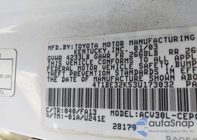 4T1BE32K53U173032: 44136881