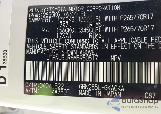 JTENU5JR6M5950517: 44137013