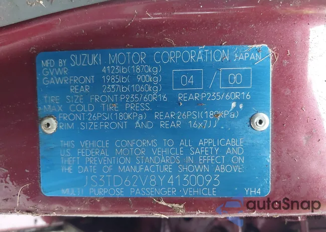 JS3TD62V8Y4130093: 44136160