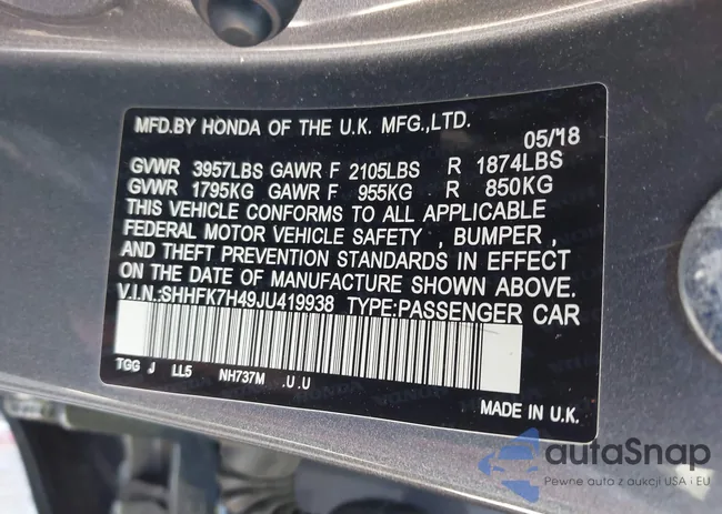 SHHFK7H49JU419938: 44136314