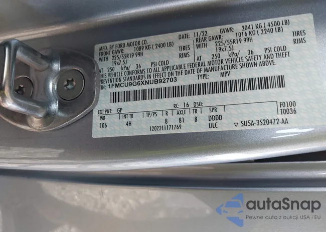 1FMCU9G6XNUB92703: 44136367