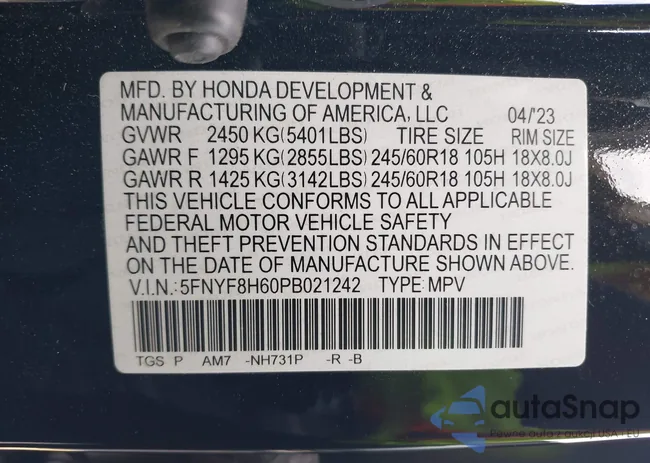 5FNYF8H60PB021242: 44136397