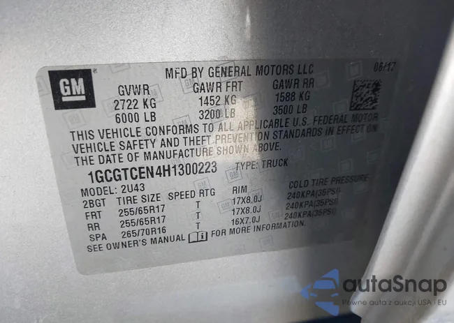 1GCGTCEN4H1300223: 44136447