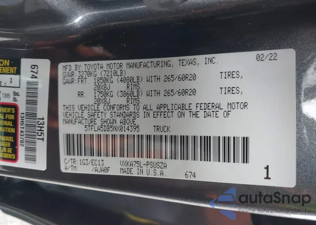 5TFLA5DB5NX014395: 44137679