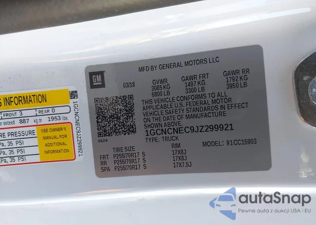 1GCNCNEC9JZ299921: 44137692