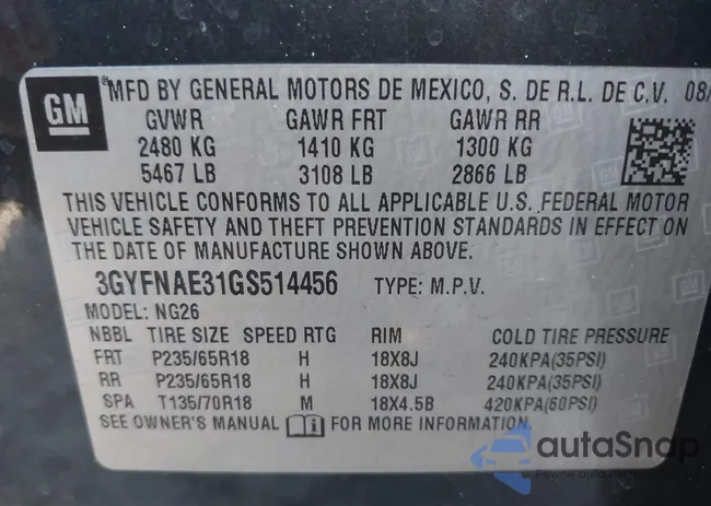 3GYFNAE31GS514456: 44137763