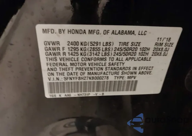 5FNYF8H27KB000278: 44137844