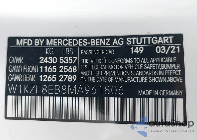 W1KZF8EB8MA961806: 44137955