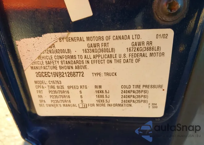 2GCEC19V821268772: 44138011