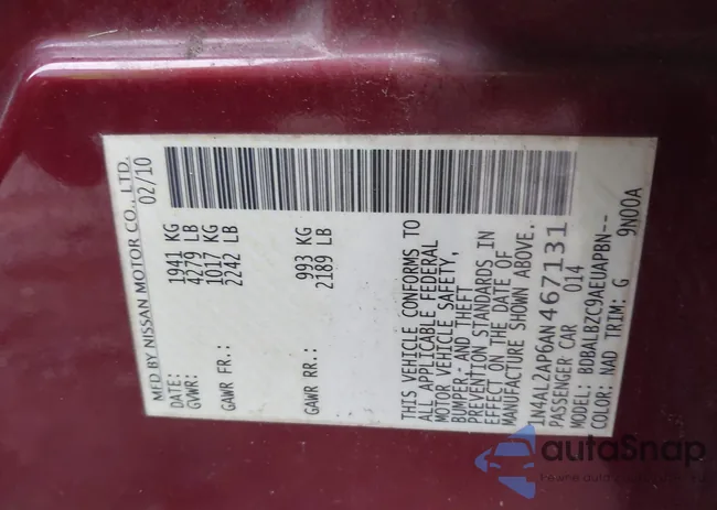 1N4AL2AP6AN467131: 44138047