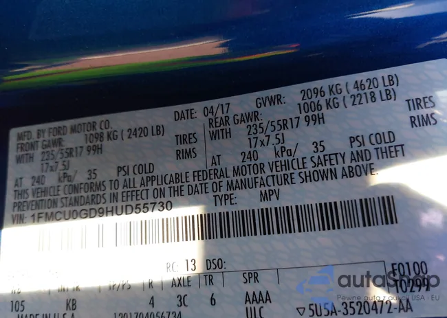 1FMCU0GD9HUD55730: 44137105