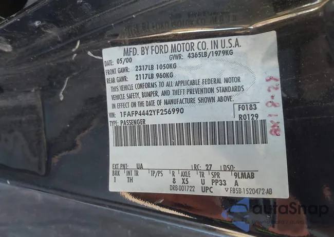 1FAFP4442YF256990: 44137129