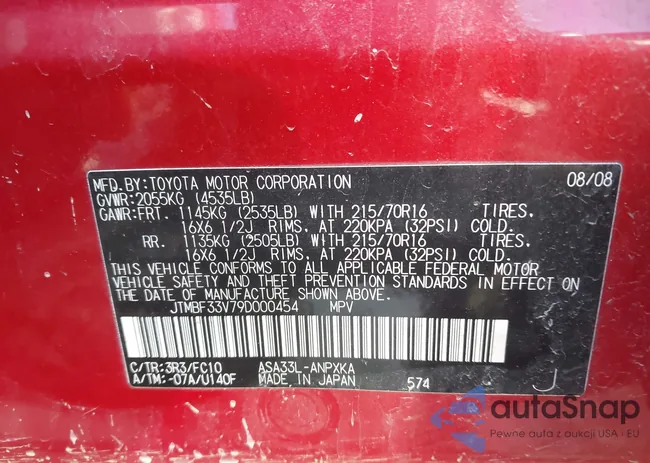 JTMBF33V79D000454: 44137457