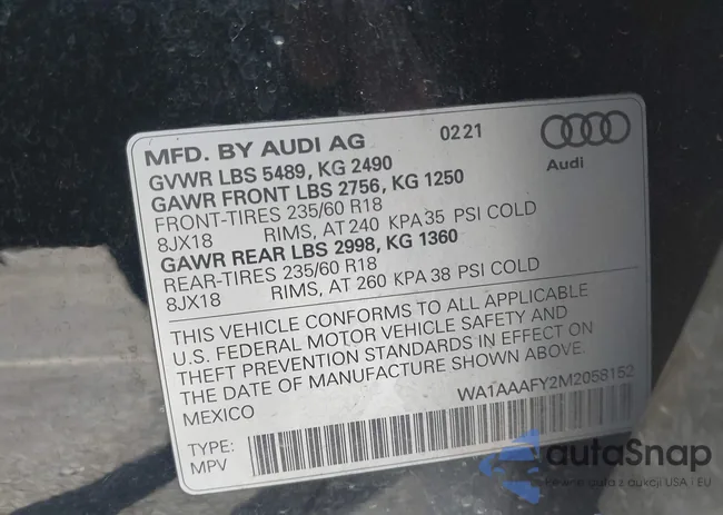 WA1AAAFY2M2058152: 44138564