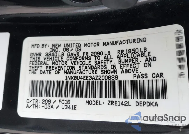 1NXBU4EE3AZ200689: 44138567