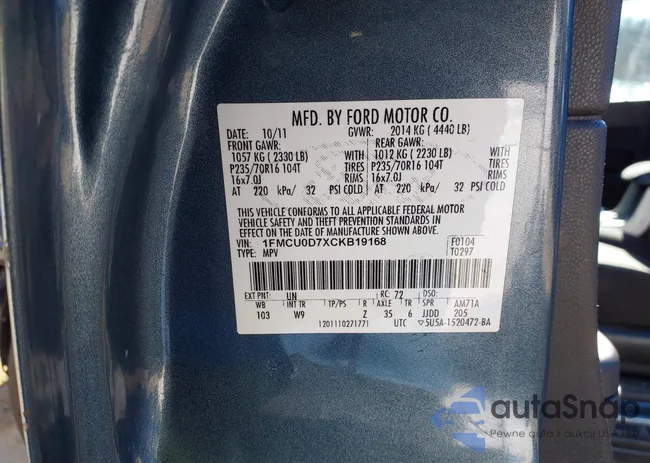 1FMCU0D7XCKB19168: 44138666