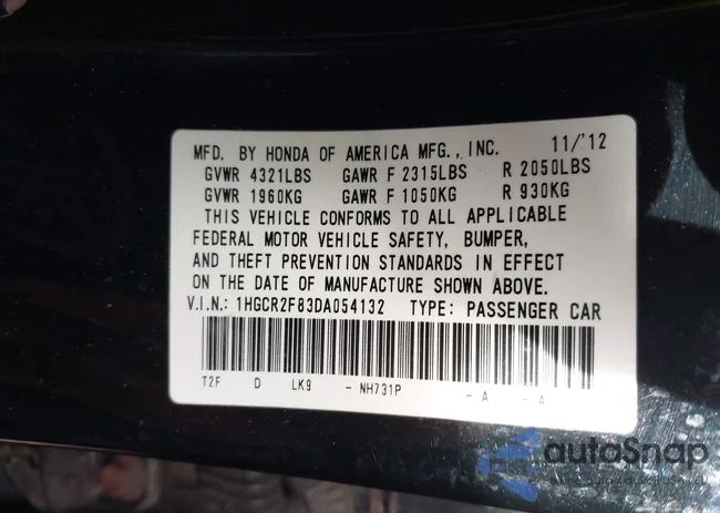 1HGCR2F83DA054132: 44138733