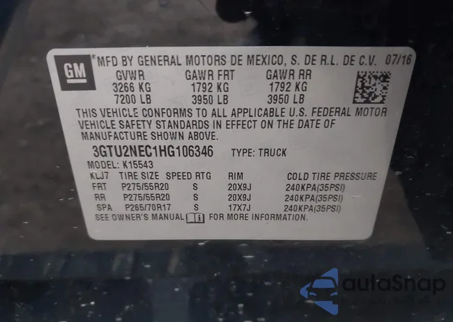 3GTU2NEC1HG106346: 44138917