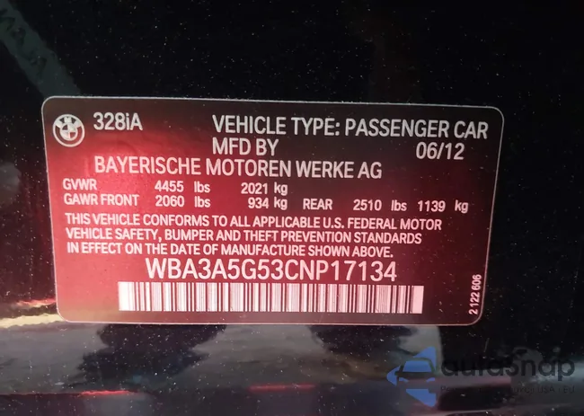 WBA3A5G53CNP17134: 44138169