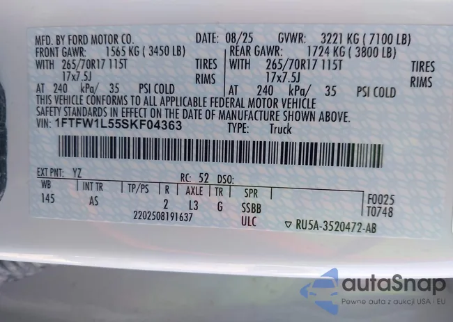 1FTFW1L55SKF04363: 44138216