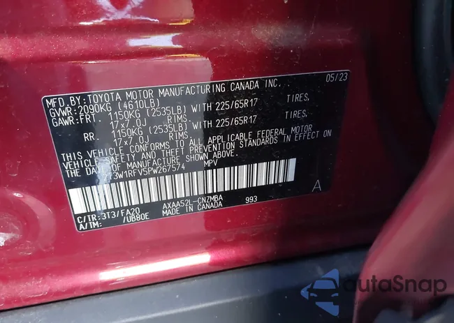 2T3W1RFV5PW267574: 44138399