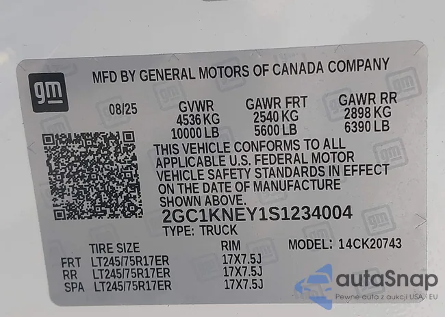 2GC1KNEY1S1234004: 44138426