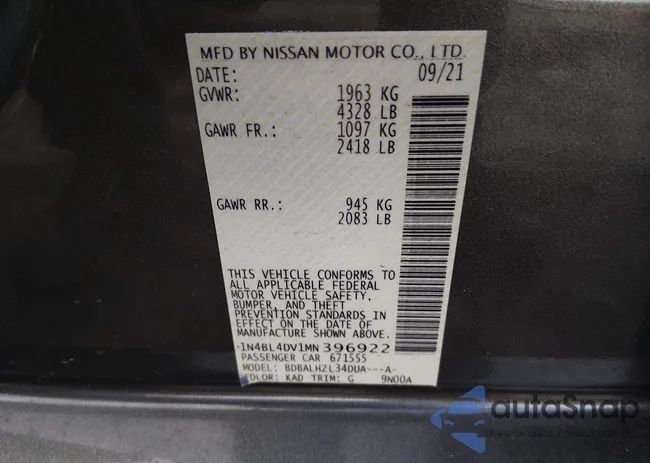 1N4BL4DV1MN396922: 44139664