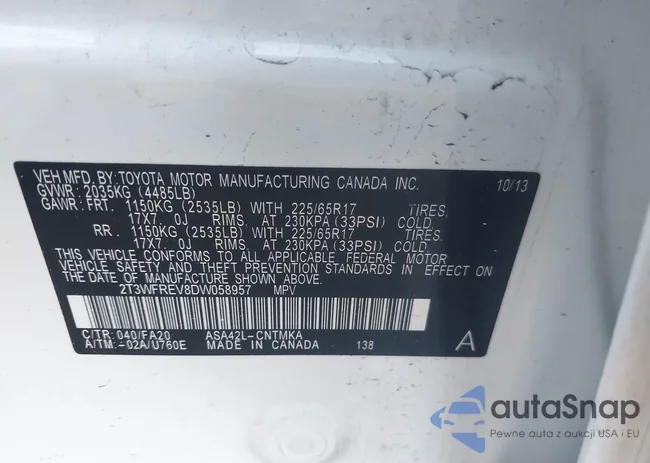 2T3WFREV8DW058957: 44139847