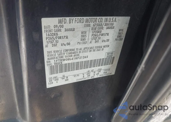 1FTRW08L61KF21265: 44139935