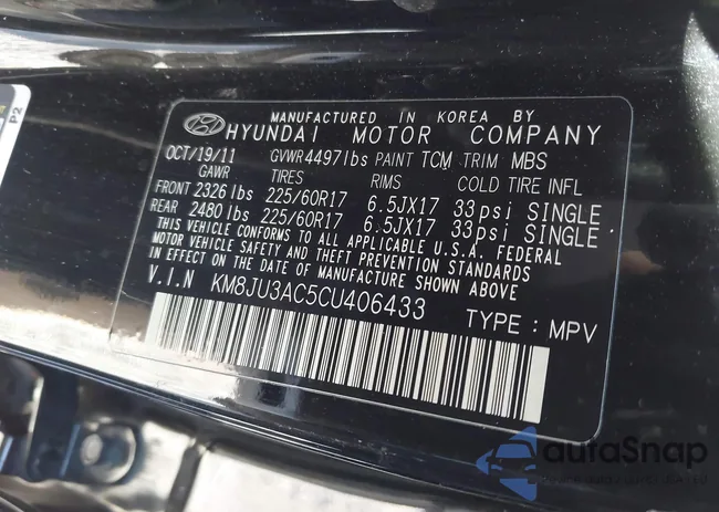 KM8JU3AC5CU406433: 44140013