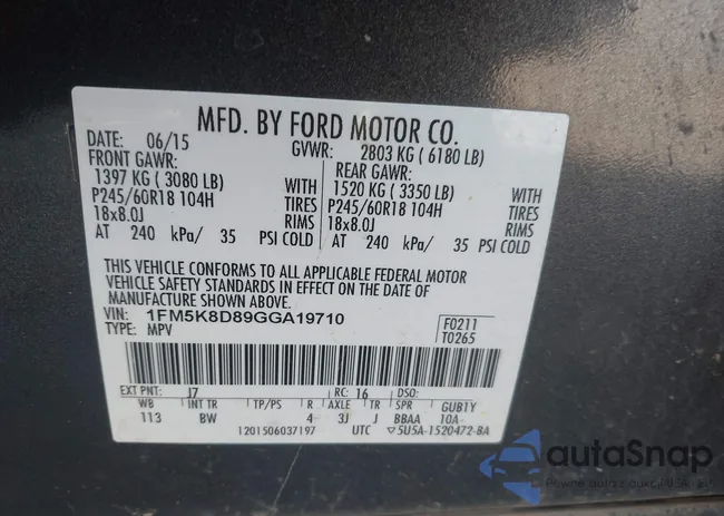 1FM5K8D89GGA19710: 44139097