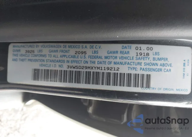 3VWSD29MXYM119212: 44139107