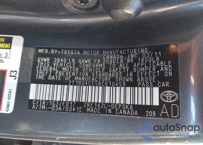 2T1BU4EE5BC610459: 44139341