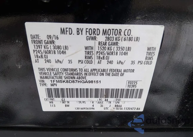 1FM5K8D87HGA98151: 44139404