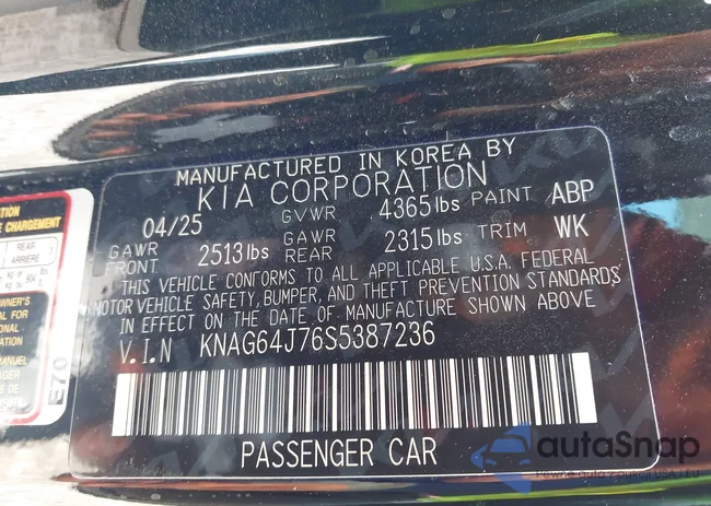 KNAG64J76S5387236: 44140537