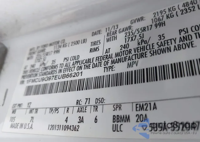 1FMCU9G97EUB66201: 44140621