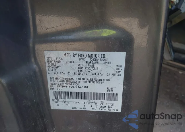 1FTPW14V97FA40187: 44140759