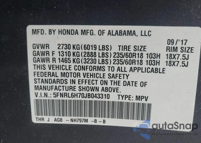 5FNRL6H70JB043310: 44140784