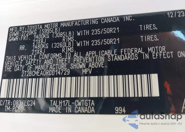 2T2BCMEA0RC014729: 44140810