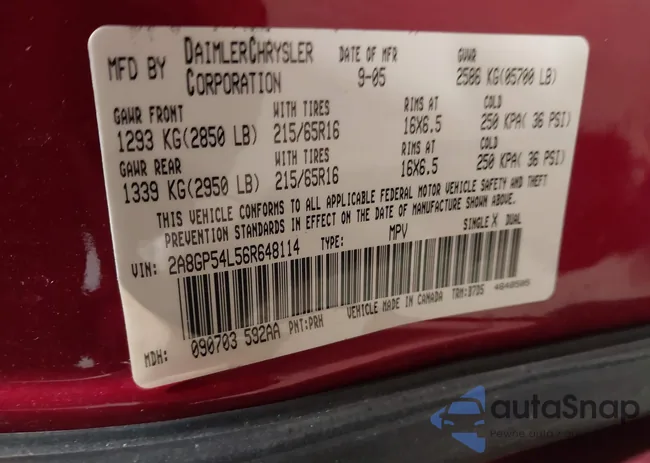 2A8GP54L56R648114: 44140827