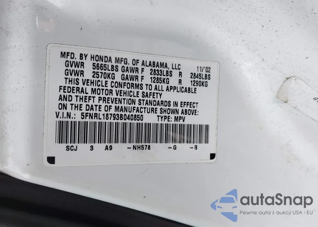 5FNRL18793B040850: 44140855