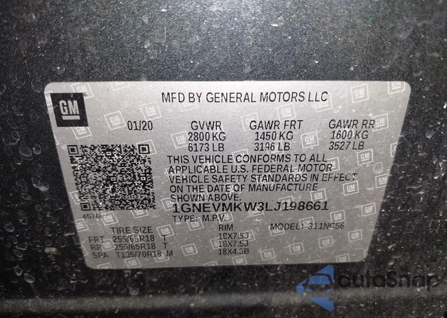 1GNEVMKW3LJ198661: 44140874