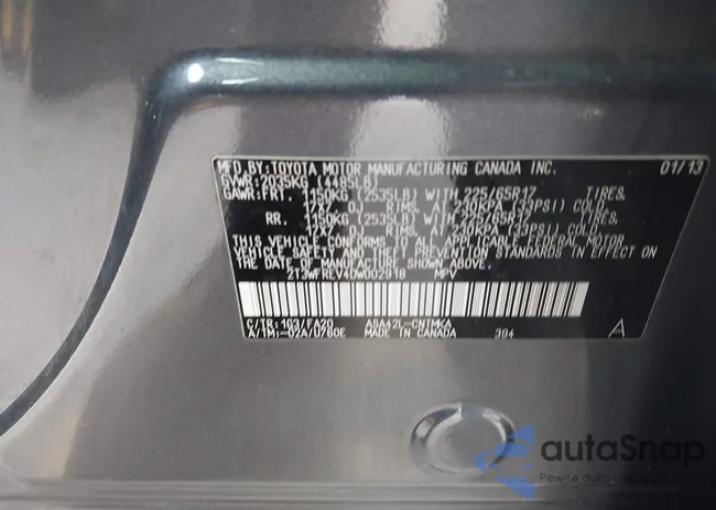 2T3WFREV4DW002918: 44140978