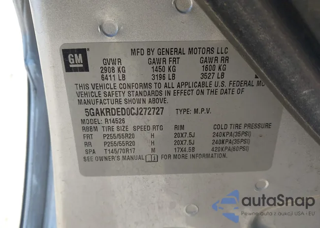 5GAKRDED0CJ272727: 44141035