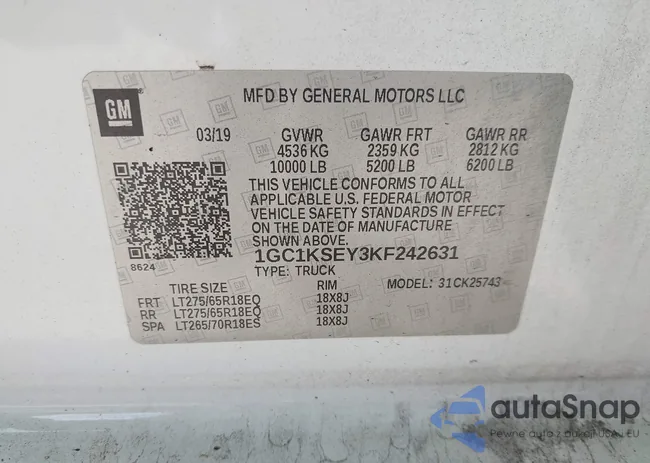 1GC1KSEY3KF242631: 44140083