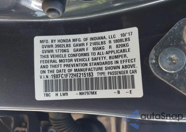 19XFC1F72HE215183: 44140090