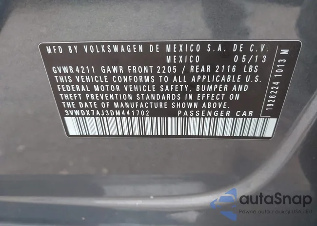 3VWDX7AJ3DM441702: 44141608