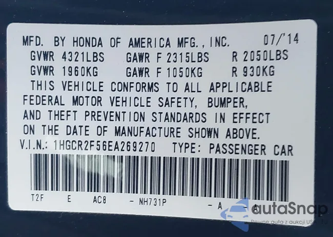 1HGCR2F56EA269270: 44141866