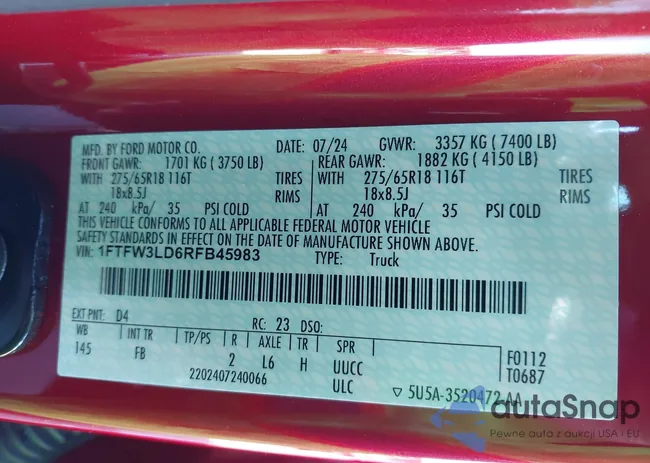 1FTFW3LD6RFB45983: 44141930