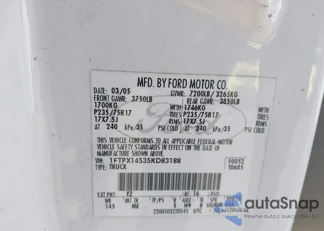 1FTPX14535KD83188: 44141955